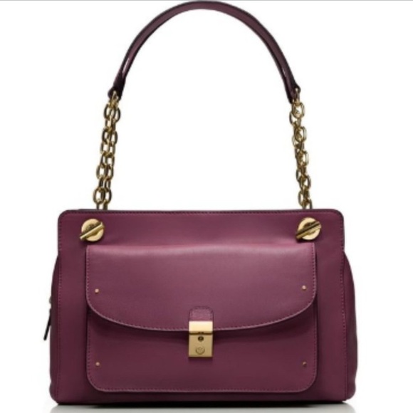 Tory Burch Handbags - Tory Burch Priscilla Plum Leather Shoulder Bag Purse Envelope Flap
